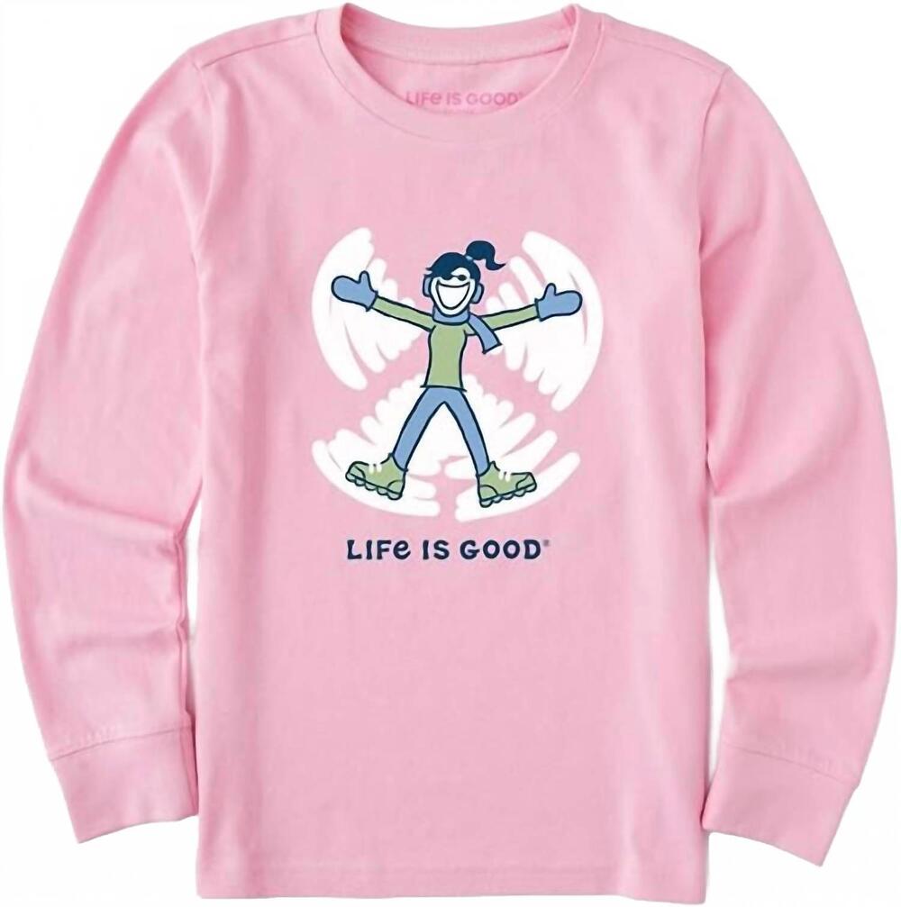 NEW LIFE IS GOOD girls jackie angel long sleeve crusher tee in happy pink